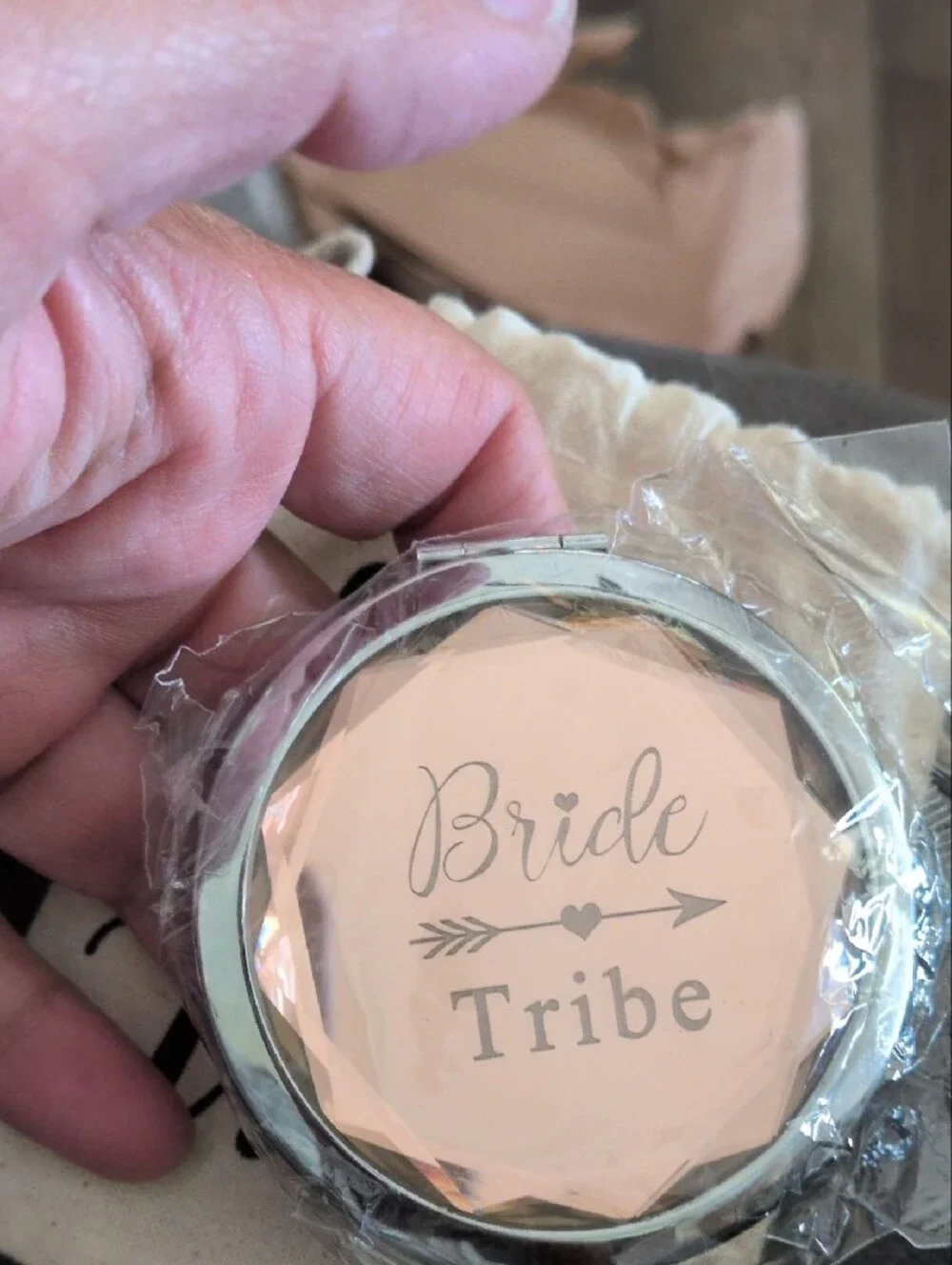 Bride Tribe Rose Gold Compact Mirror with Pouch